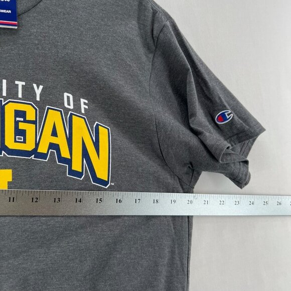 Michigan Wolverines Champion T-Shirt Men Sz L Short Sleeve Athletic Stretch Gray - Picture 7 of 9